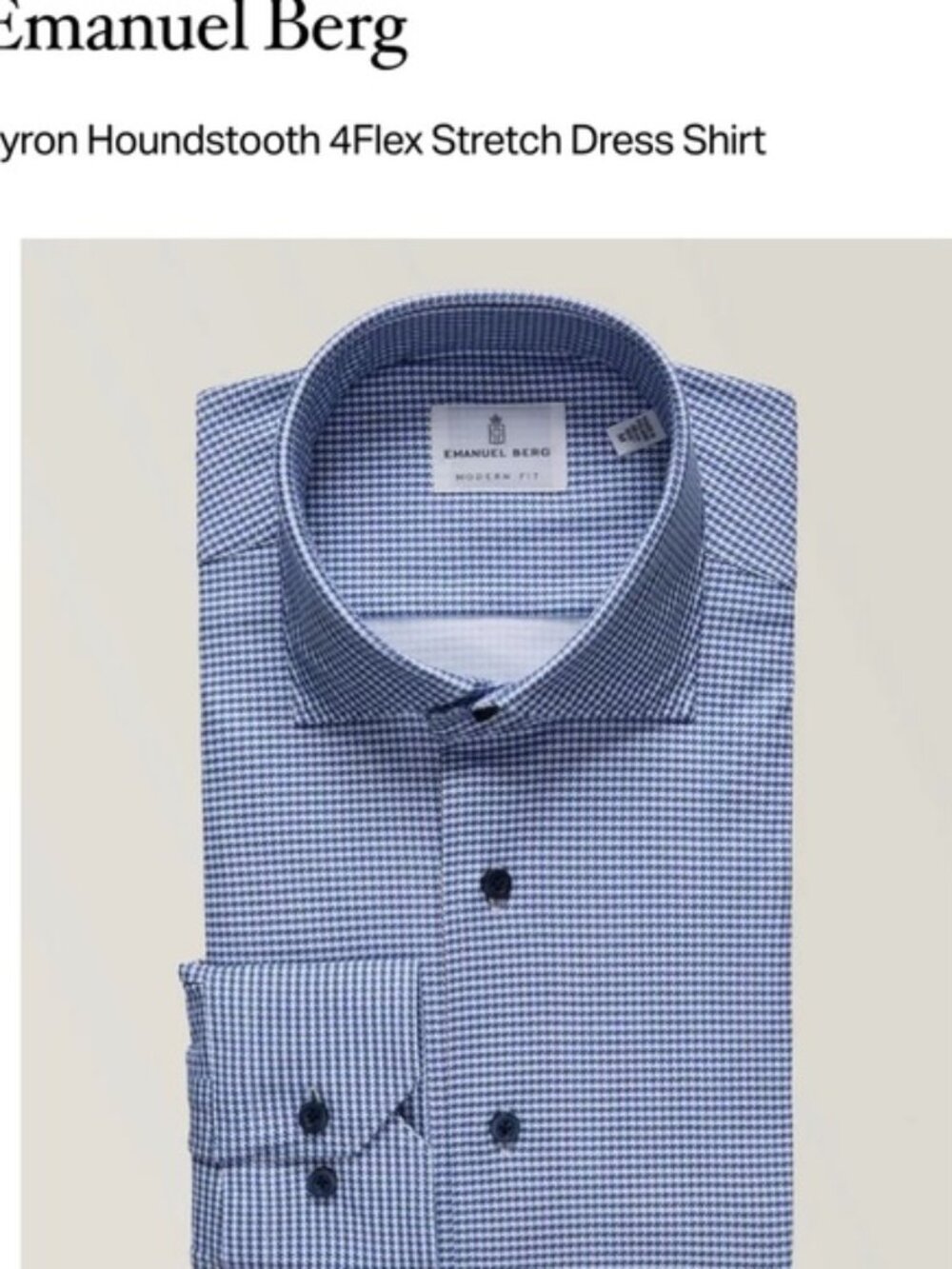 EMANUEL BERG Byron Houndstooth 4Flex Stretch Dress Shirt blue XXL like new